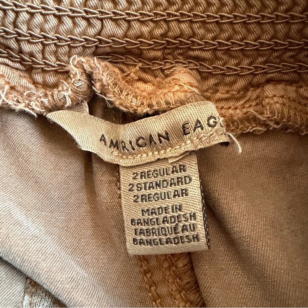 American Eagle High Waisted Jegging Brown Tan Joggers Drawstring and Elastic - Picture 9 of 14